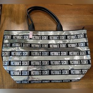 Victoria’s Secret Black Canvas Tote Bag with Sequins